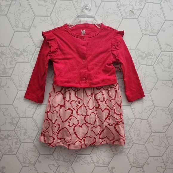 Nwt Valentine's Day Carter's Just One You Baby 2pc Dress w/ cardigan Set - Picture 6 of 10